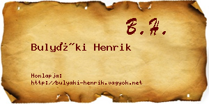 Bulyáki Henrik névjegykártya